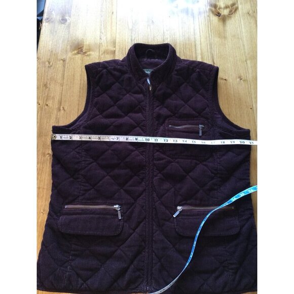 Eddie Bauer Womens Quilted Corduroy Vest With Zipper Pockets Insulated Brown Siz - Picture 6 of 7